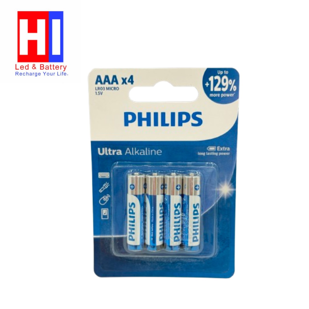 باتری نیم قلم فیلیپس مدل Ultra alkaline-LR03E4B/40